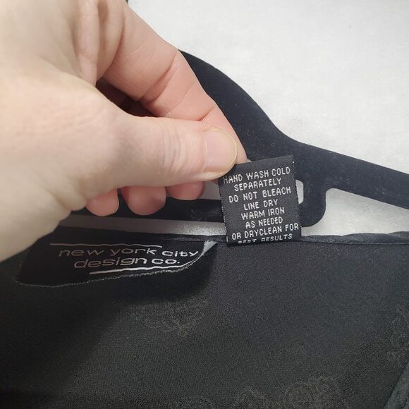 L Silk Bell Sleeve Surplice Wrap Blouse Babydoll Y2K 90s Style Sheer Top Shirt - Picture 5 of 10